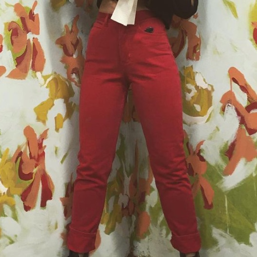 VINTAGE GUESS bright red high waisted jeans
